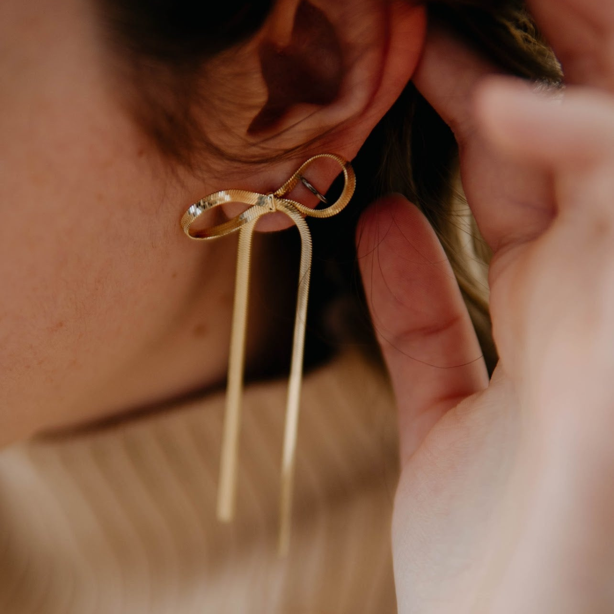 Lange Schleife Quasten-Ohrringe - Ribbon Ohrringe