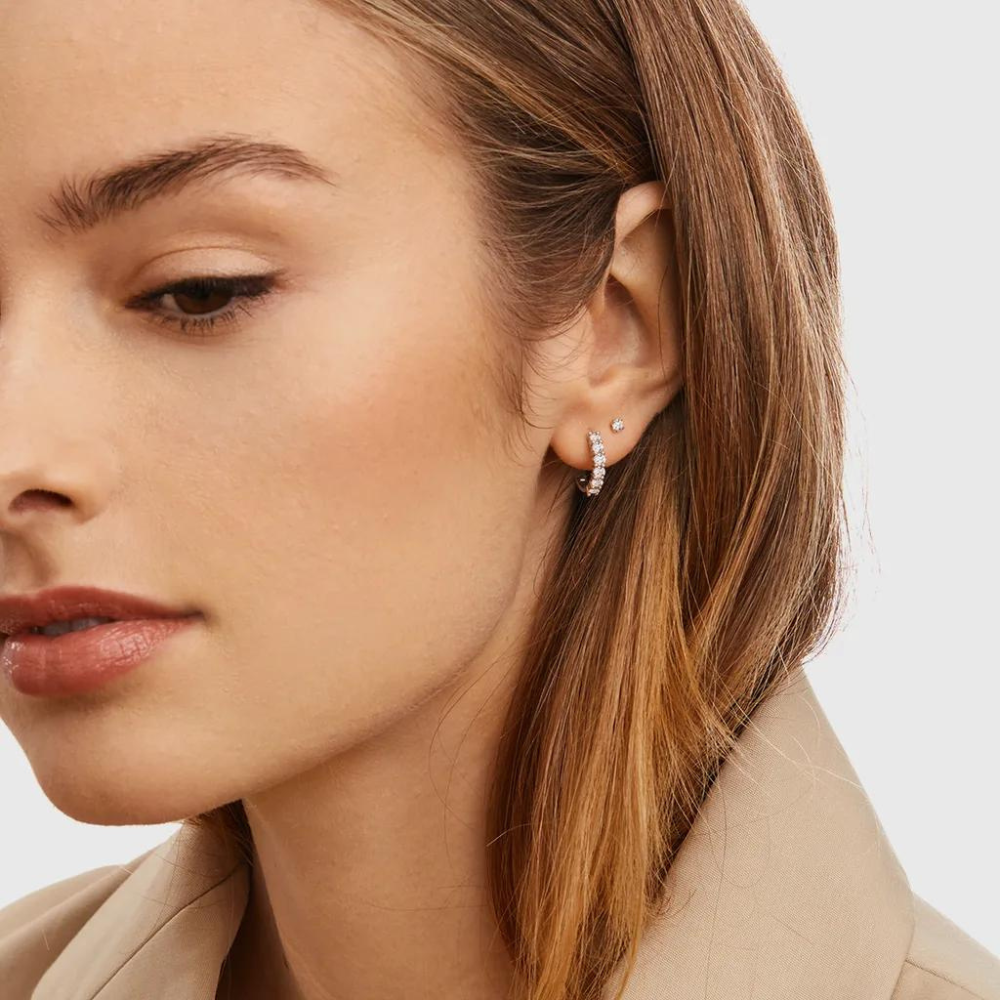 Zirkon Hoop-Ohrringe - Diamant Charm Hoops