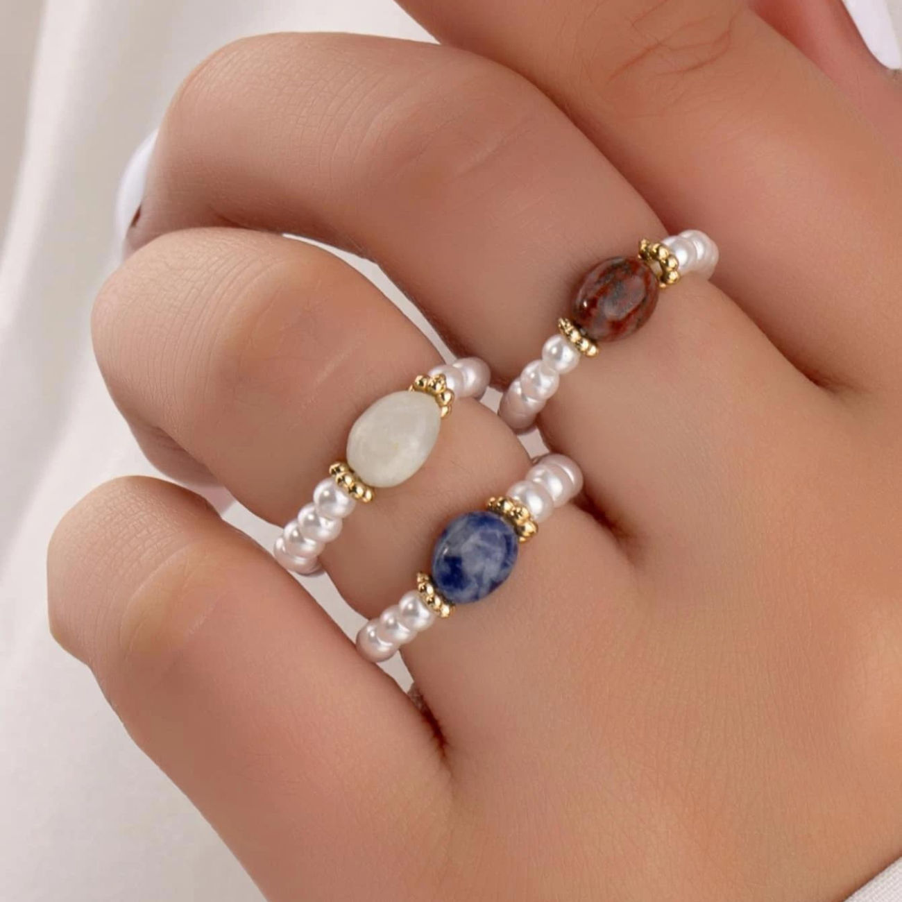 Steinperle - Vintage Perlenring