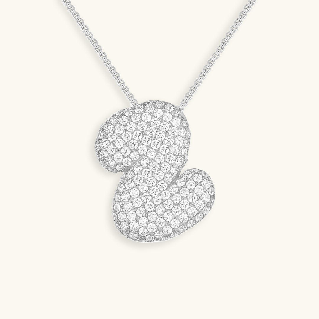 Bubble Initial Diamant Halskette
