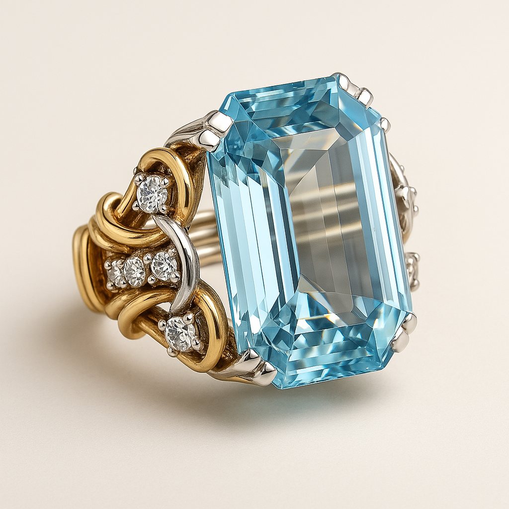 Eliane – Retro-Ring mit intensivem blauem Zirkonia