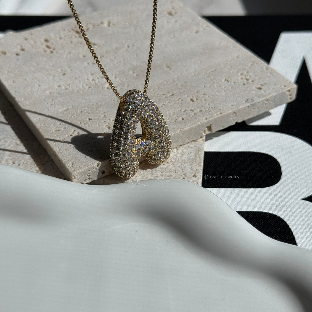 Bubble Initial Diamant Halskette