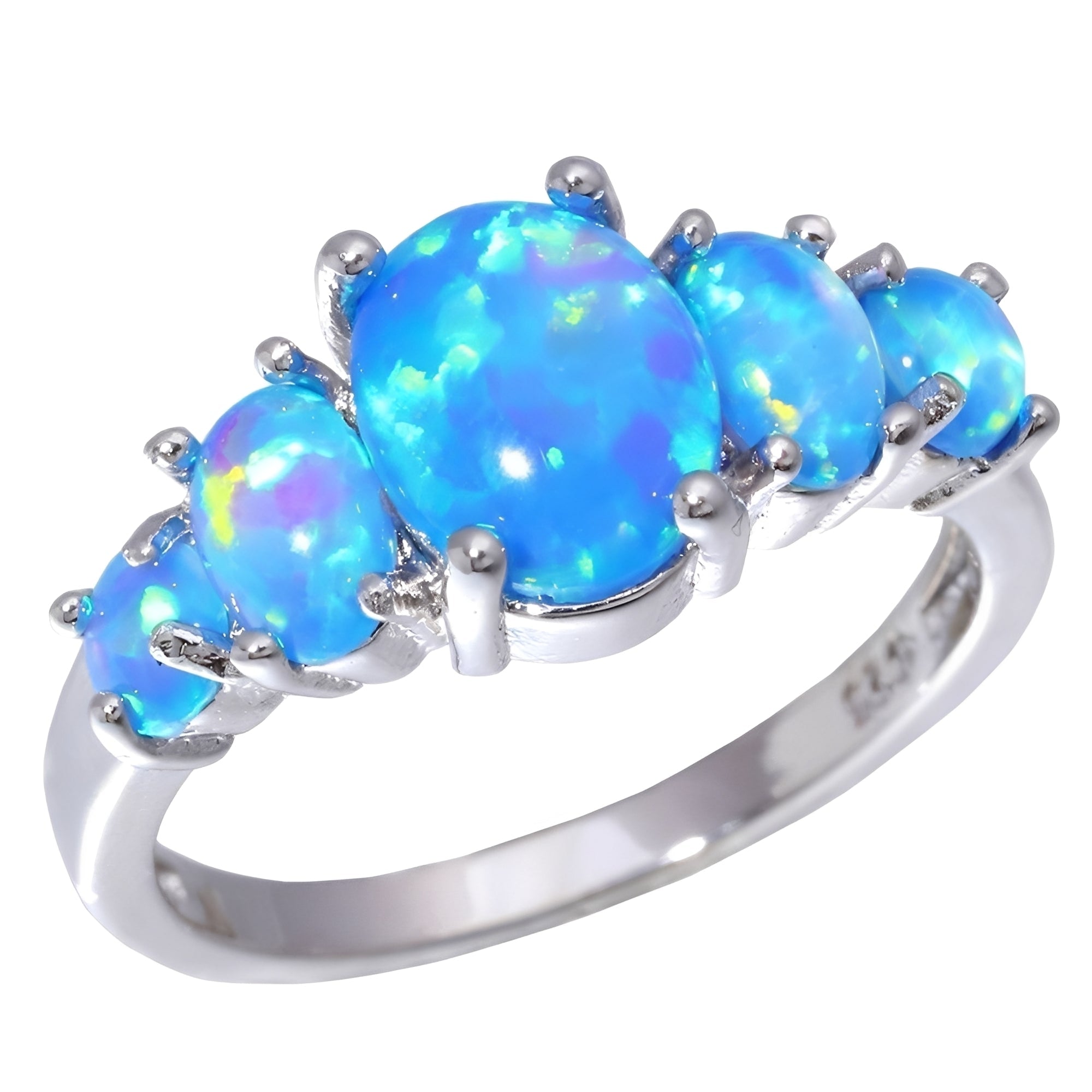 Merly – Ring Blauer Feueropal aus Silber