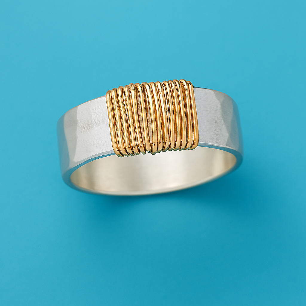 Karen – Vintage Silberring mit Goldfäden