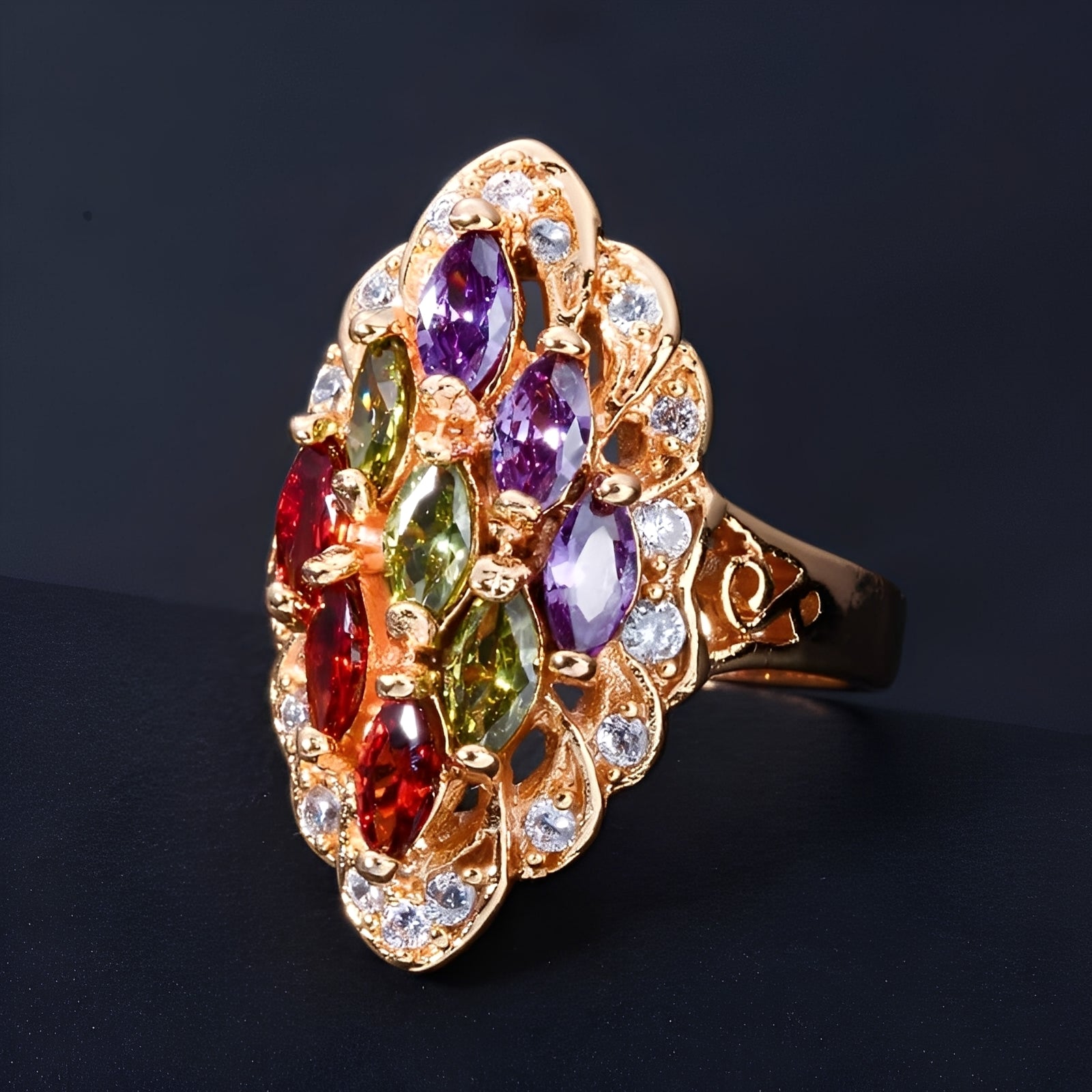 Naelle – Ring Trio Amethyst Peridot Rubin