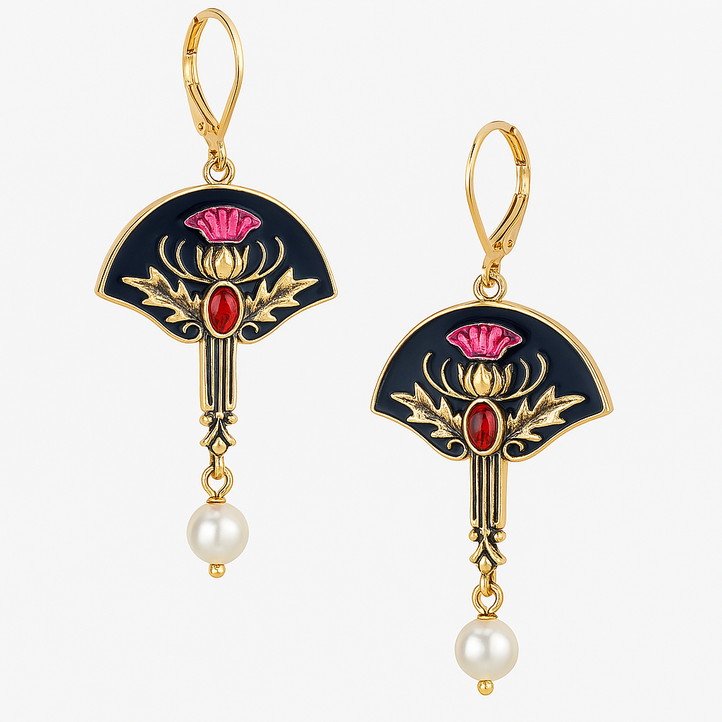 Raisa – Ohrringe Boho mit Perlen und rotem Kristall