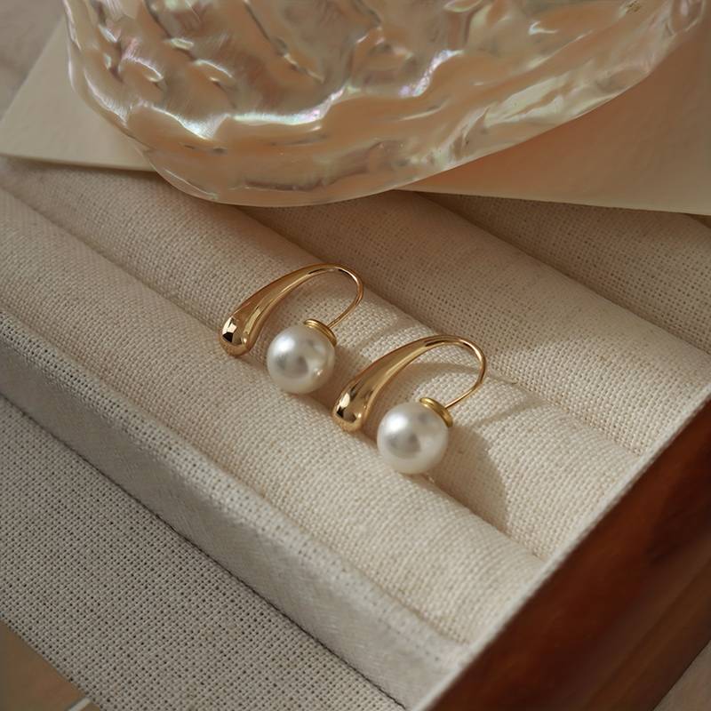 Perlen Wassertropfen Ohrring - Wassertropfen Ohrring mit Perlenverschluss