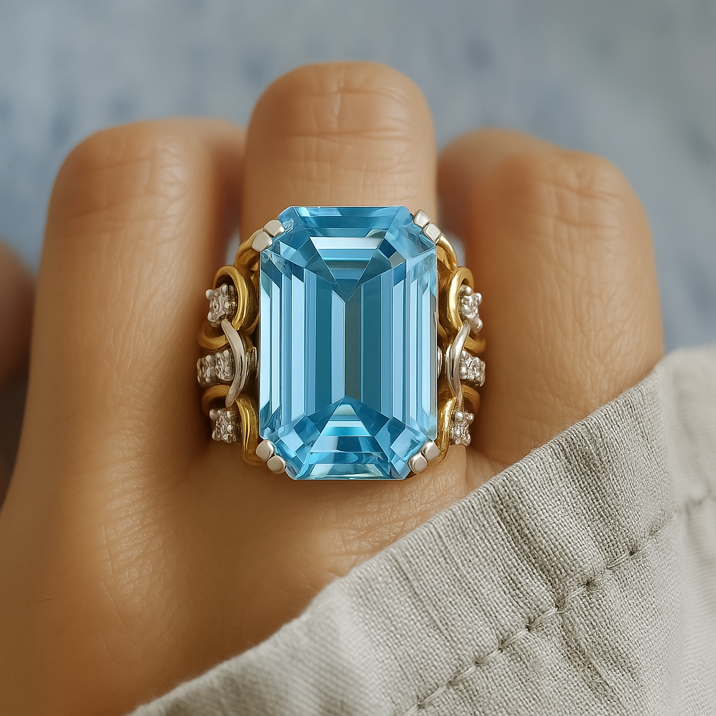 Eliane – Retro-Ring mit intensivem blauem Zirkonia
