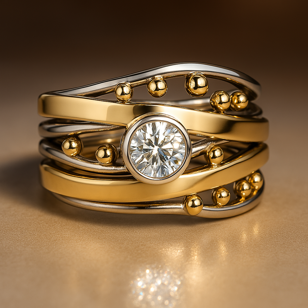 Dalia – Vintage Goldener Ring mit Eingefasstem Zirkonia