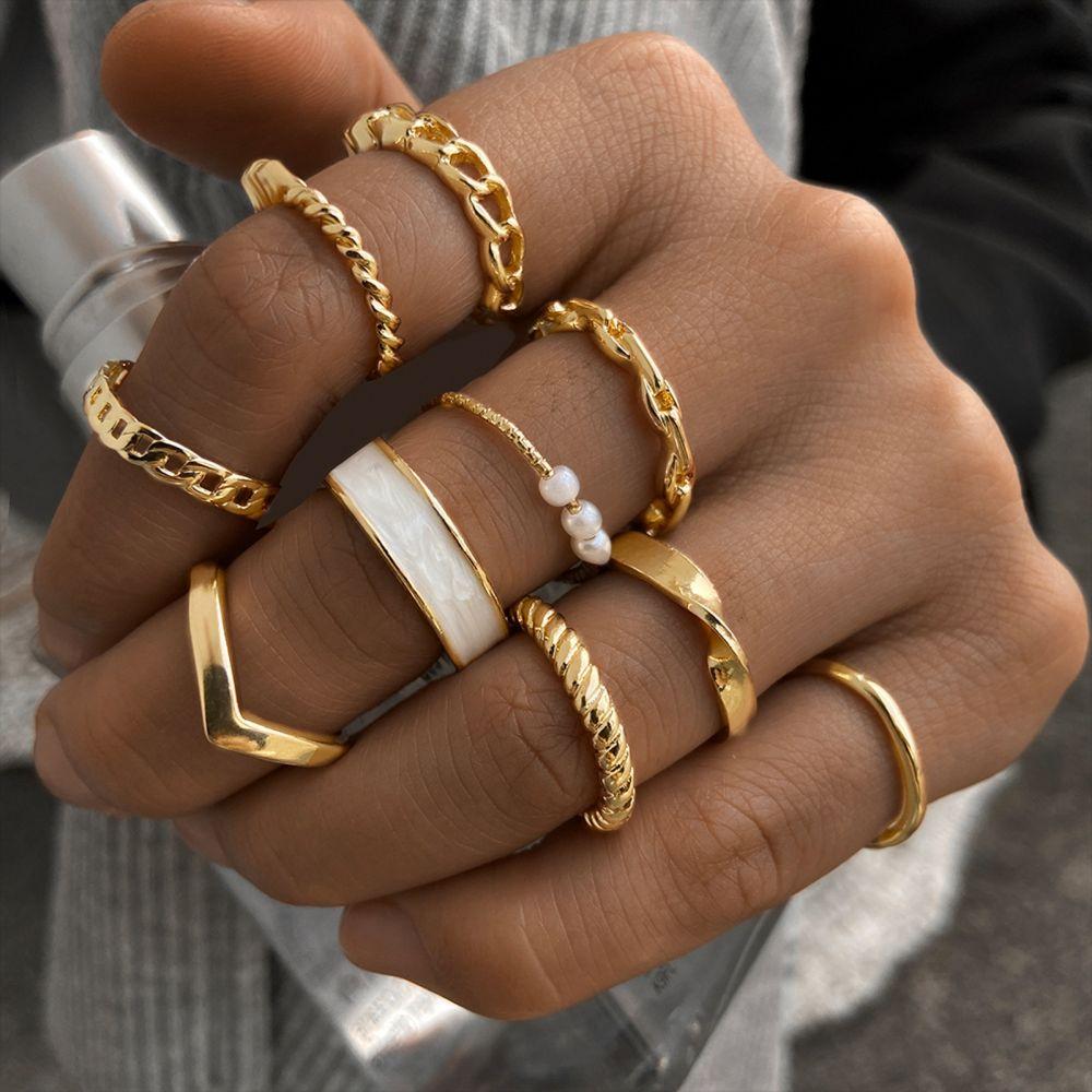 10Stück Mode Ringe - Trendy Mix & Match Ringe