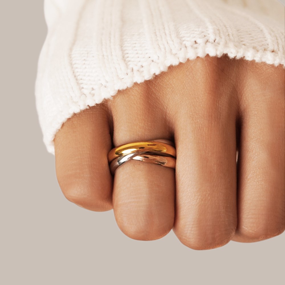 Elena – Eleganter Dreifachring in drei Tönen