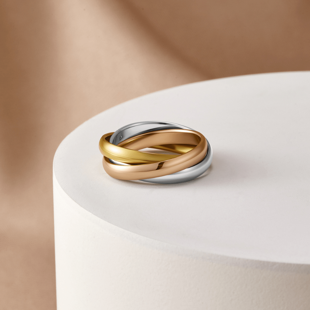 Elena – Eleganter Dreifachring in drei Tönen