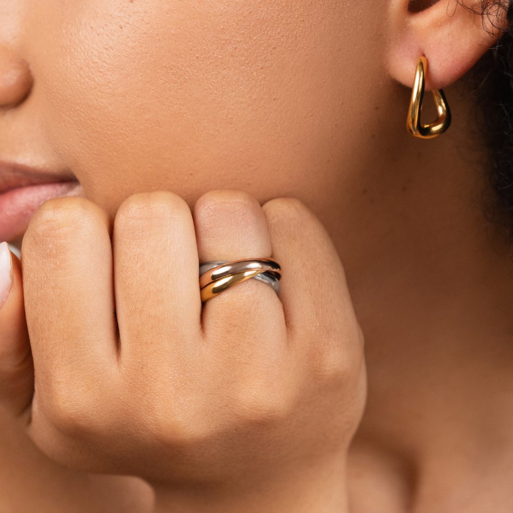 Elena – Eleganter Dreifachring in drei Tönen
