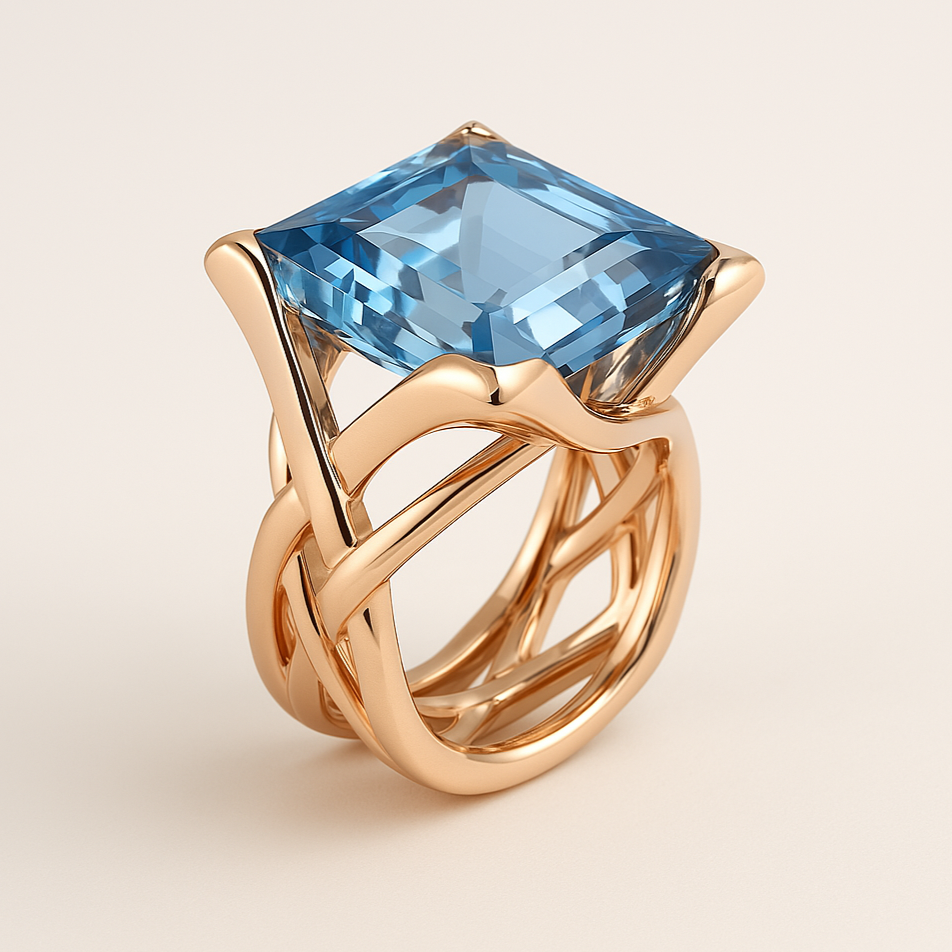 Melina – Vintage-Ring in Roségold mit blauem Zirkonia