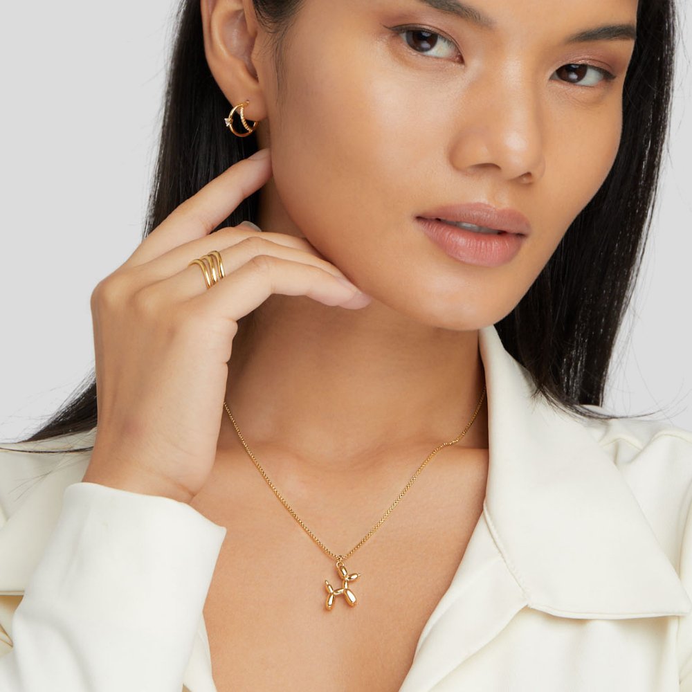 Nerina – Halskette Hund Ballon Anhänger Golden