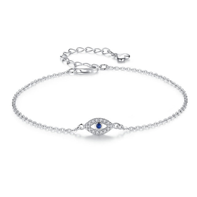 Thalassa – Silbernes Armband Blaues Schutzauge