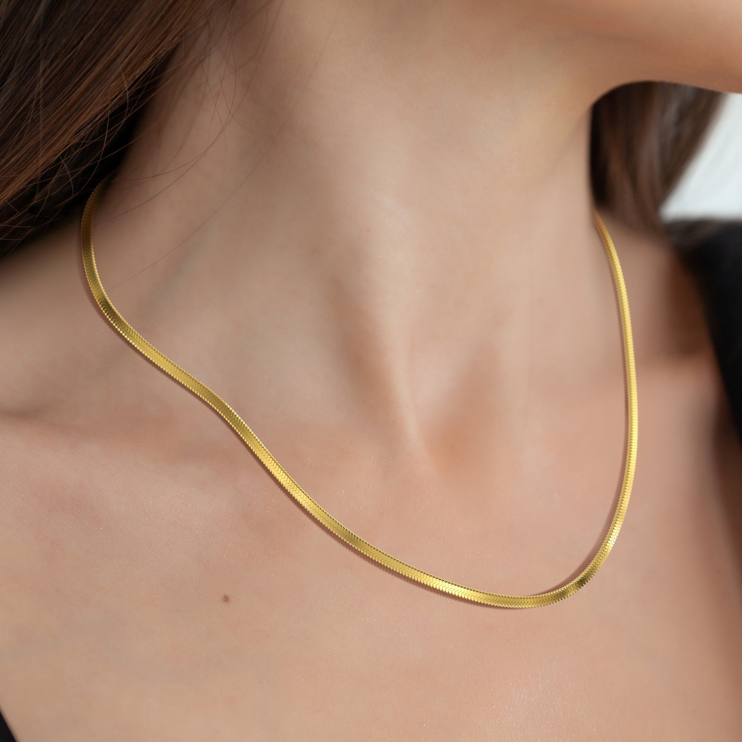 Vera – Kette mit Knochenmuster in Gold-Sandwich