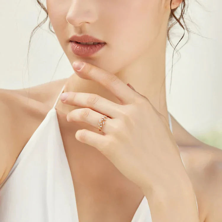 Flora – Ring Blatt Kristall