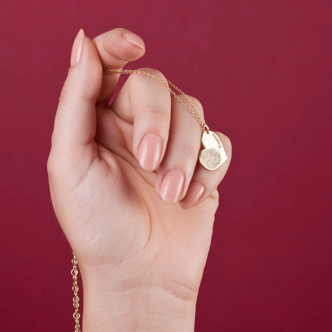 Herz Fingerabdruck - Benutzerdefinierte Name Halskette