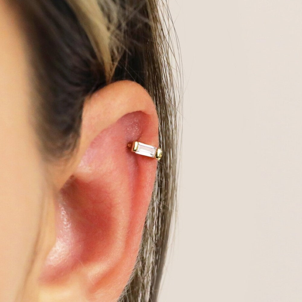 Diamant-Ohrspange - Baguette-Knorpel-Ohrringe