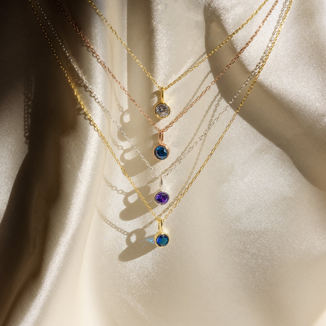 Geburtsstein-Halskette - Edelstein-Halskette