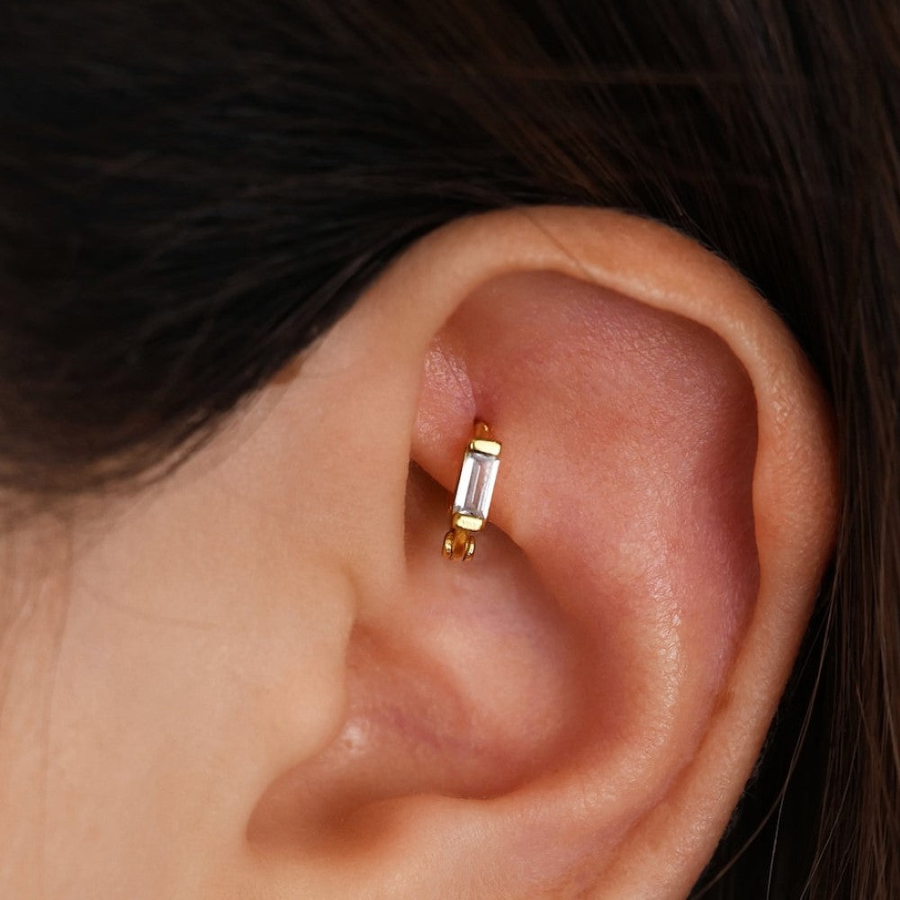 Diamant-Ohrspange - Baguette-Knorpel-Ohrringe