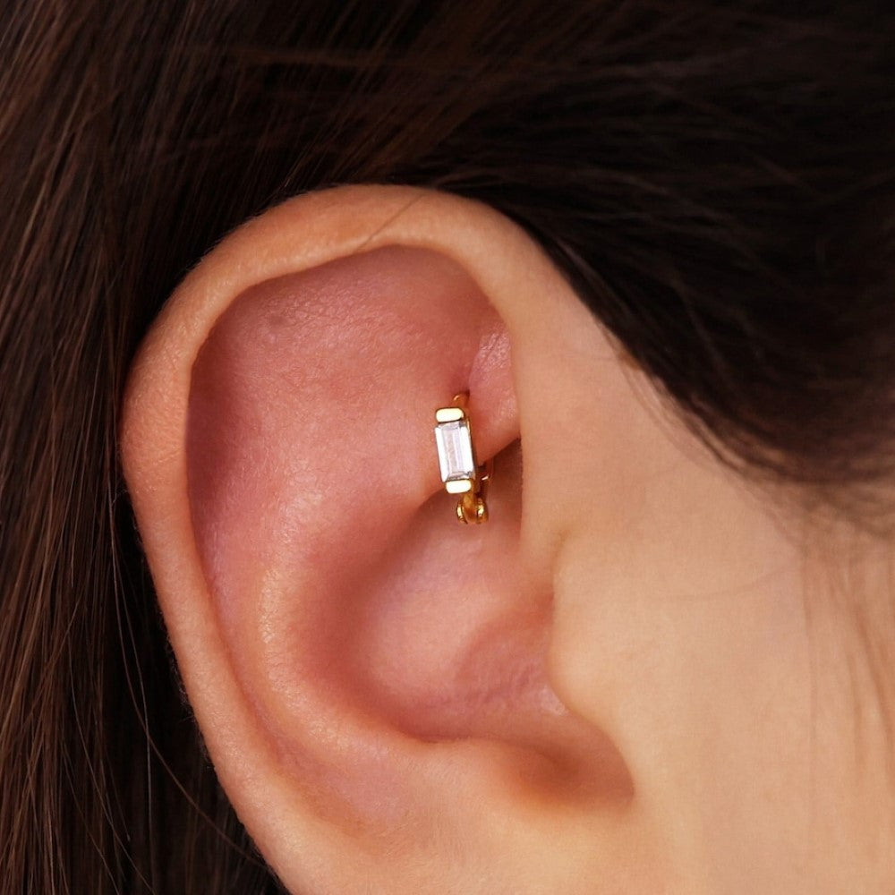 Diamant-Ohrspange - Baguette-Knorpel-Ohrringe