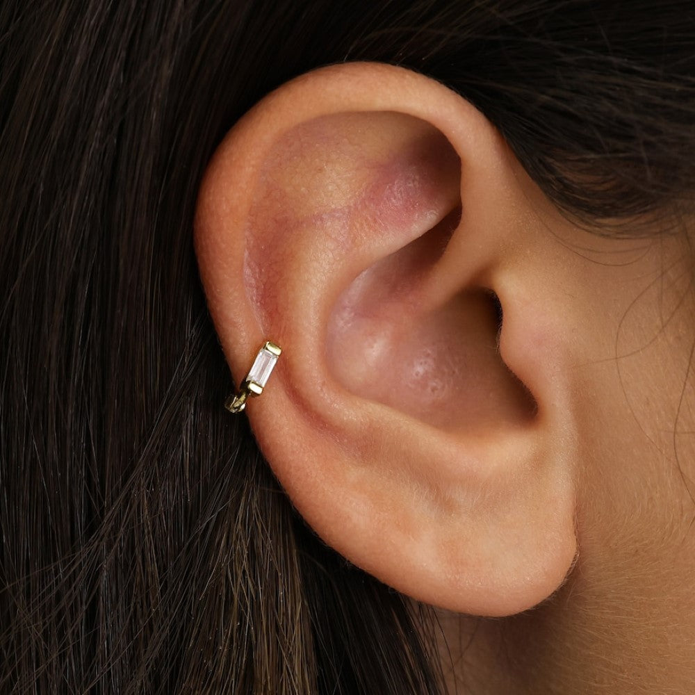 Diamant-Ohrspange - Baguette-Knorpel-Ohrringe