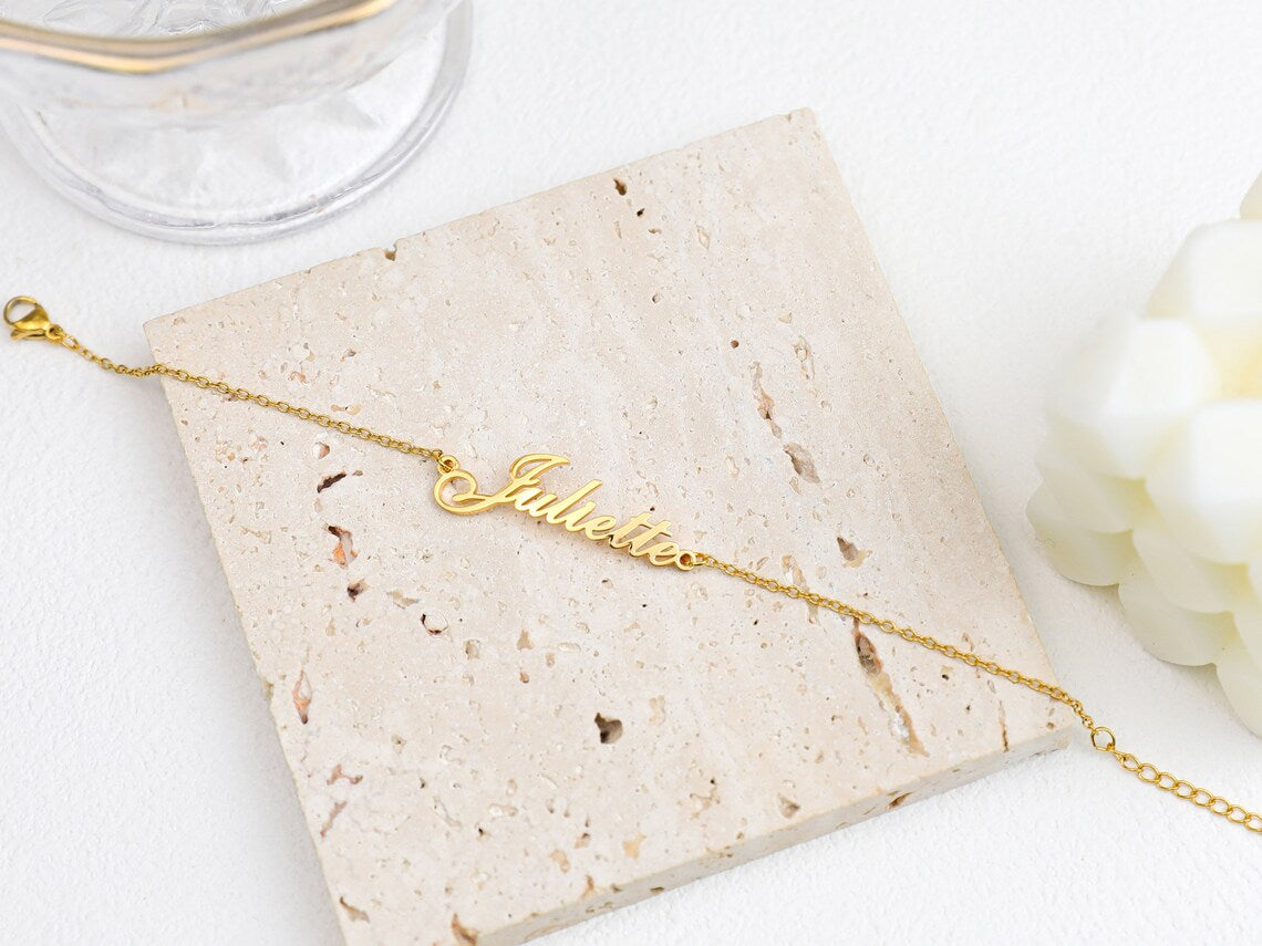 Gold Personalisierte Namens-Anklet - Fußkettchen mit deinem Namen