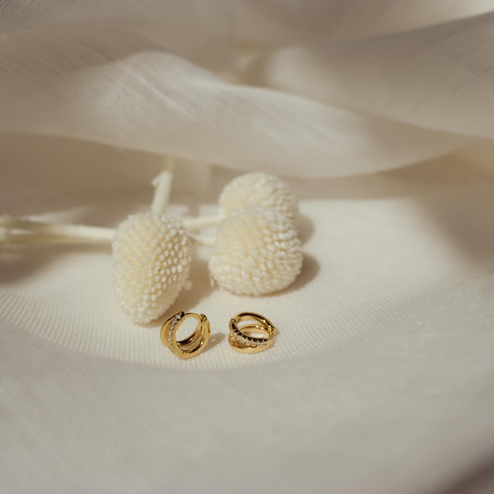 Duo Huggies - Zirkonia Duo-Ohrringe