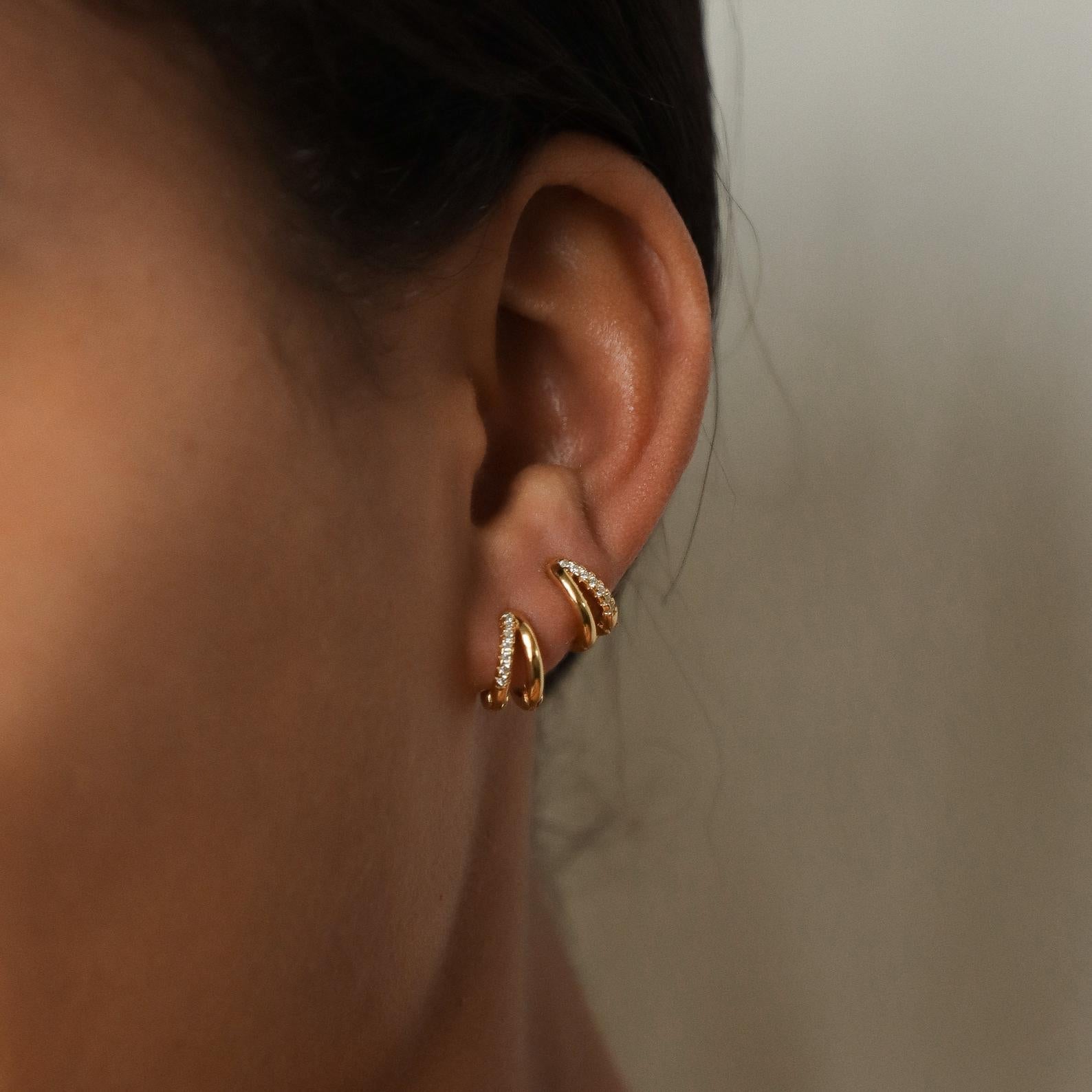 Duo Huggies - Zirkonia Duo-Ohrringe