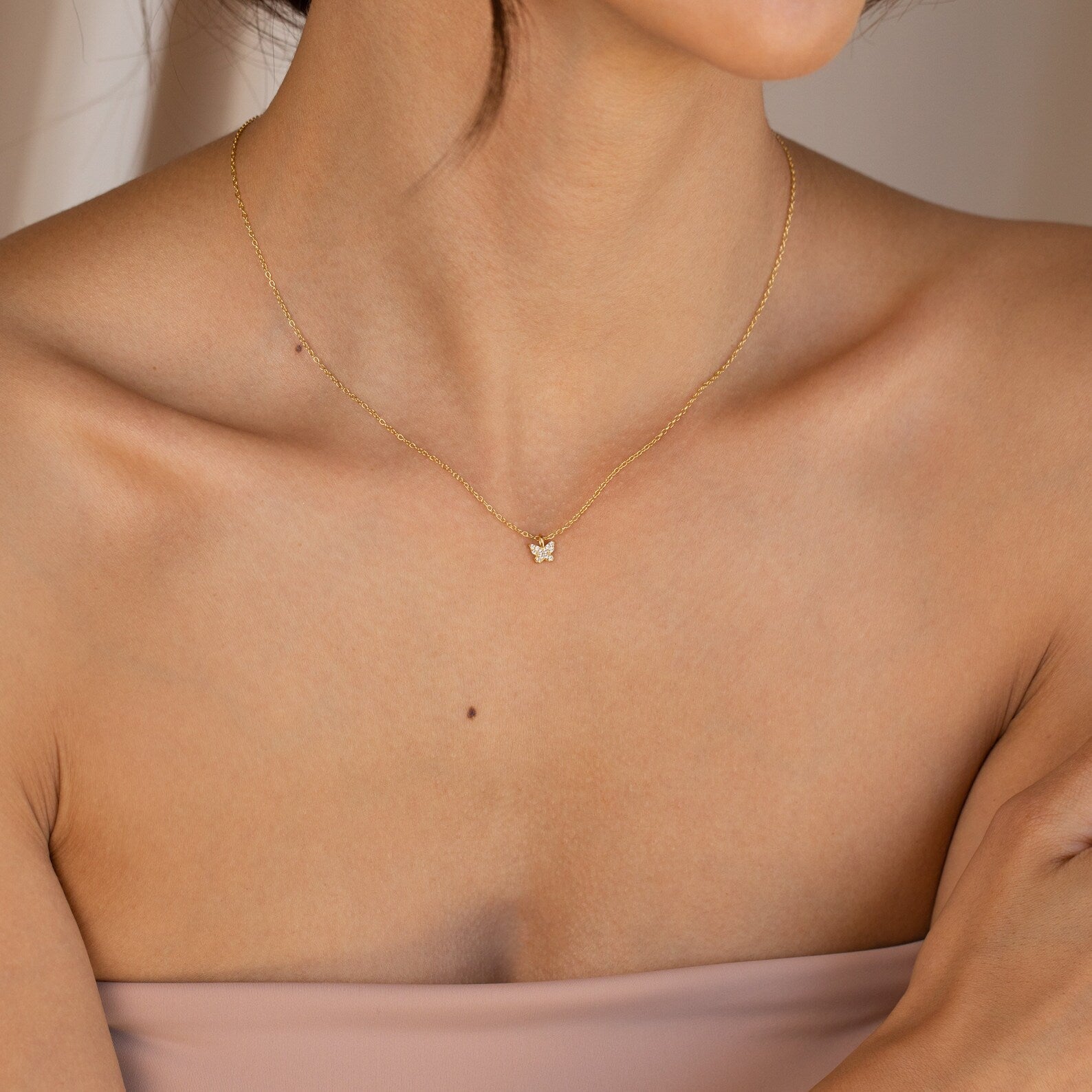 Mandy – Halskette Schmetterling Pavé
