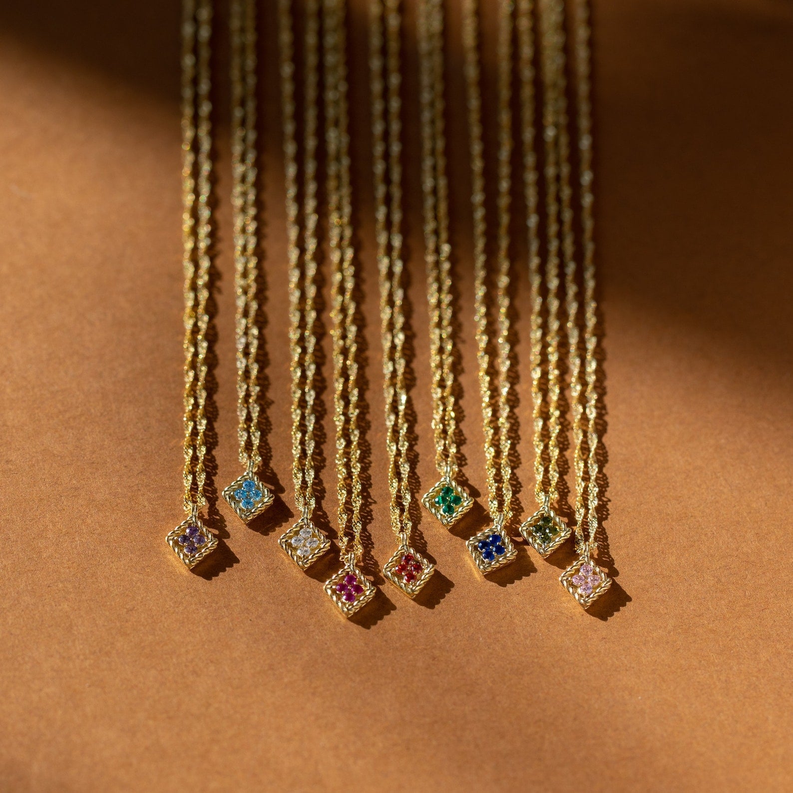 Geburtsstein Rhombus-Anhänger Halskette