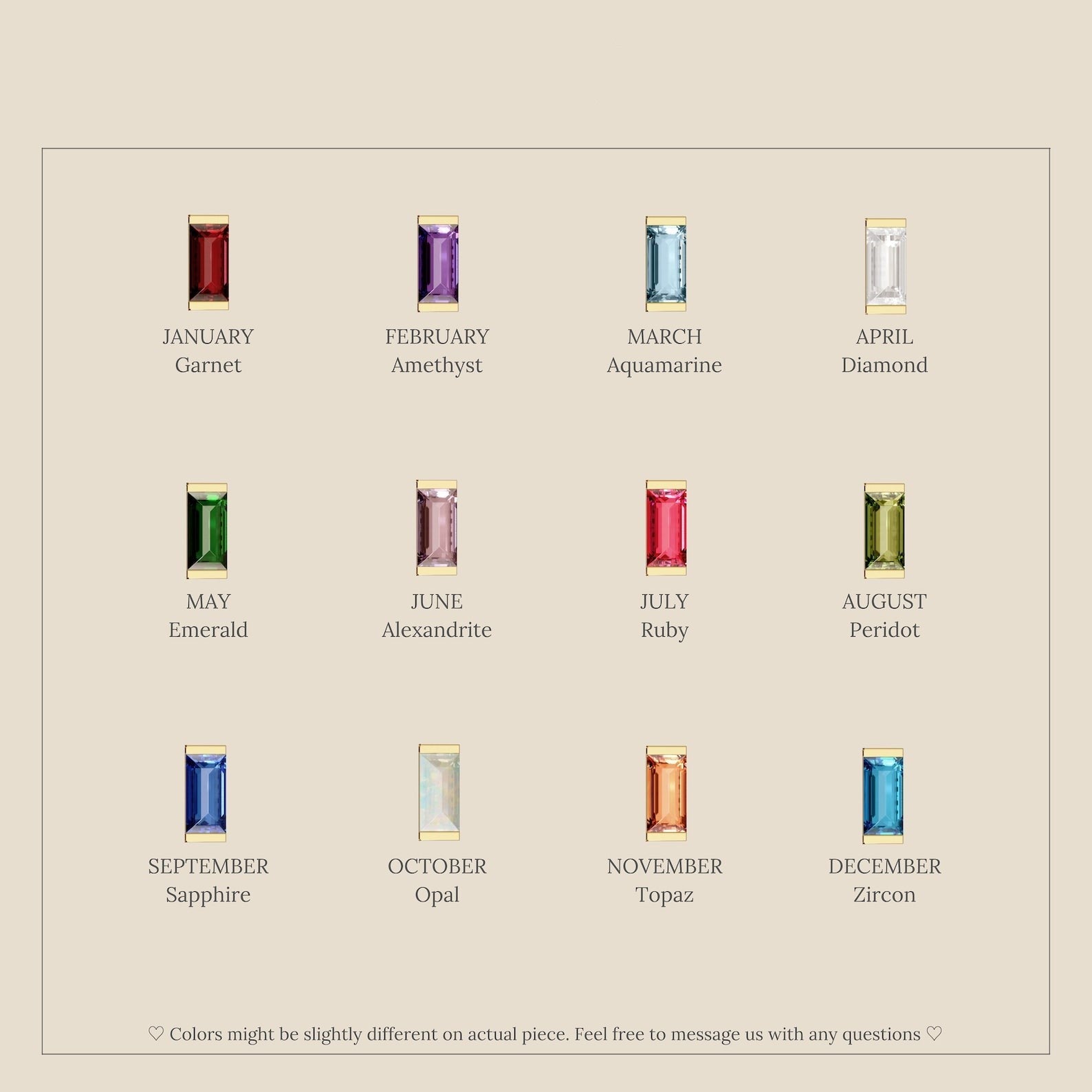 Geburtsstein Baguette-Reifen - Geburtsstein Huggies