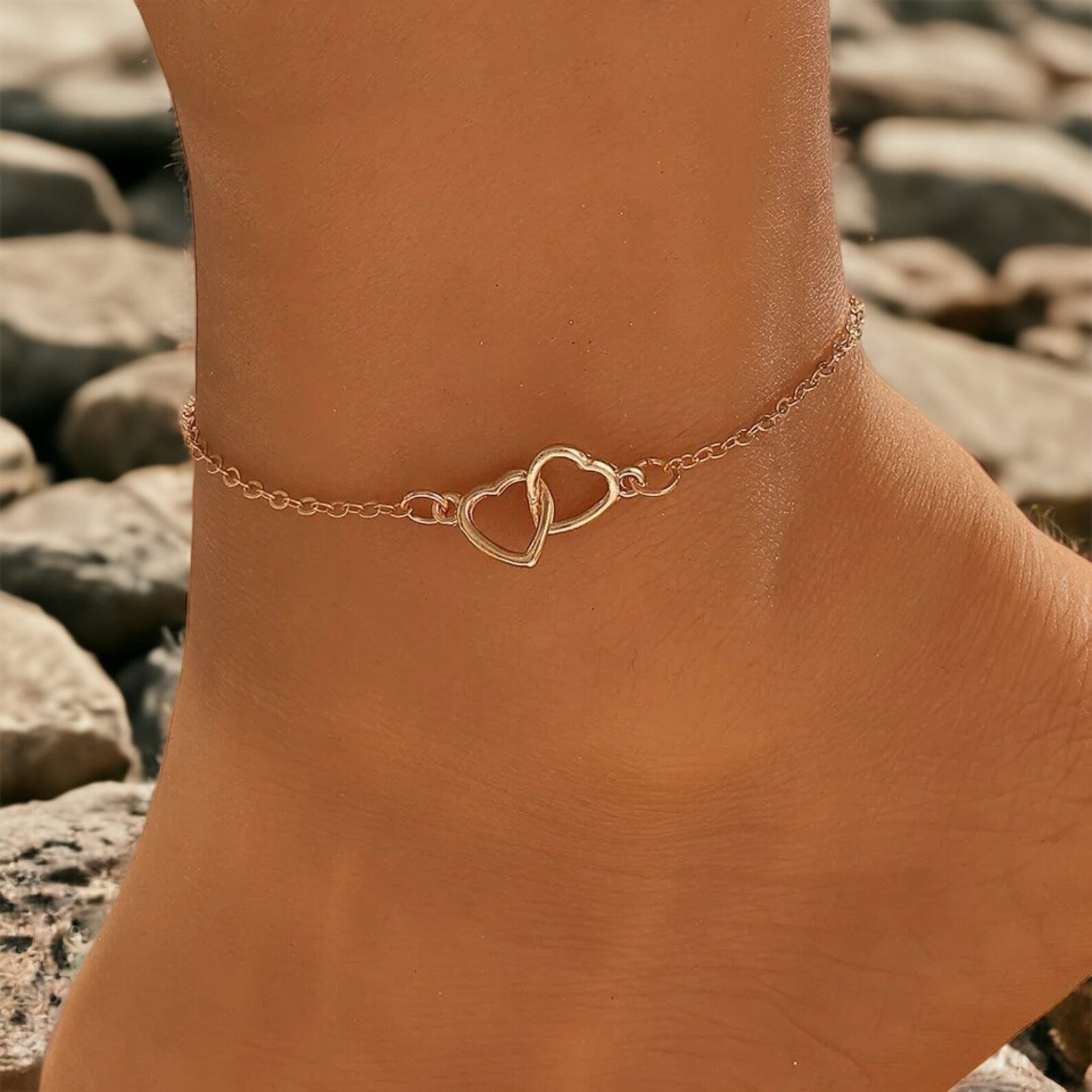 Minimalistische Herz Anklet - Herz-Glieder-Fußkette