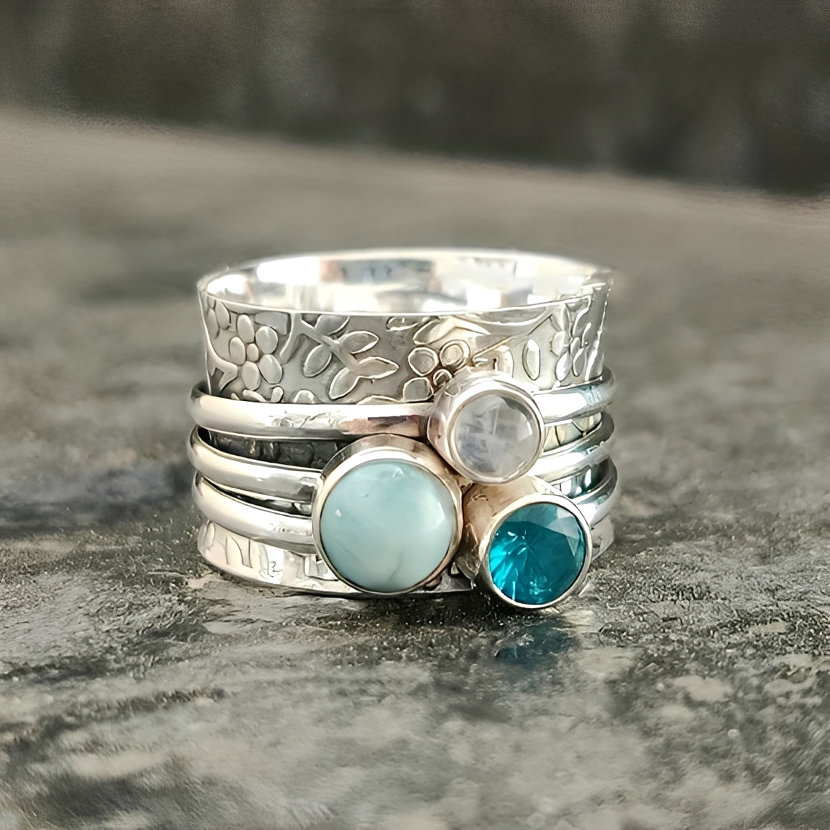 Luna – Vintage-Ring mit Blauem Naturstein