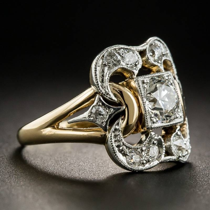Alina – Goldener Vintage-Ring mit Heller Zirkonia