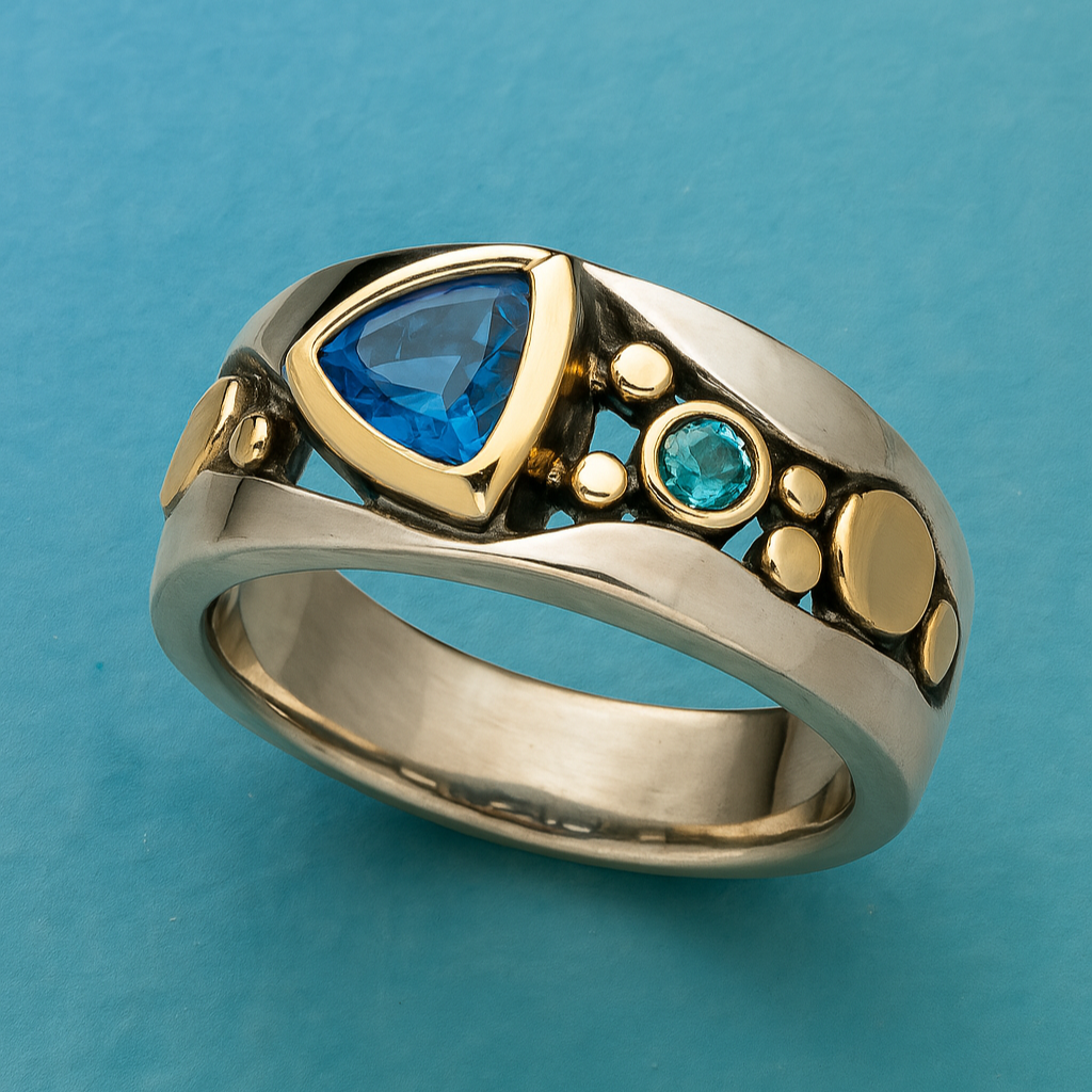 Yana – Vintage-Ring mit blauem Kristall