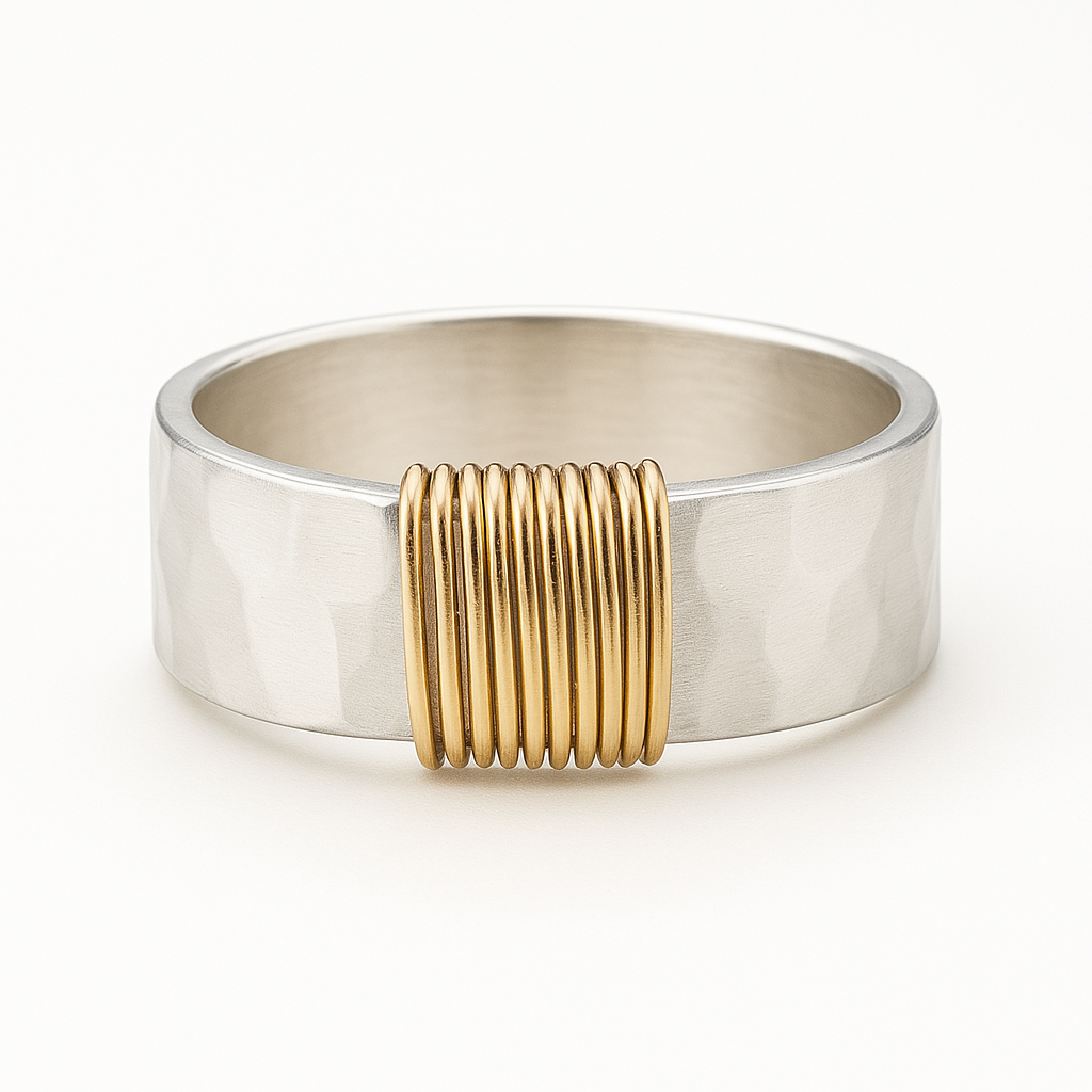 Karen – Vintage Silberring mit Goldfäden