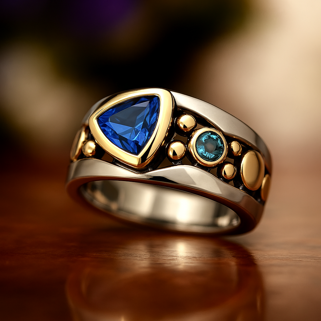 Yana – Vintage-Ring mit blauem Kristall