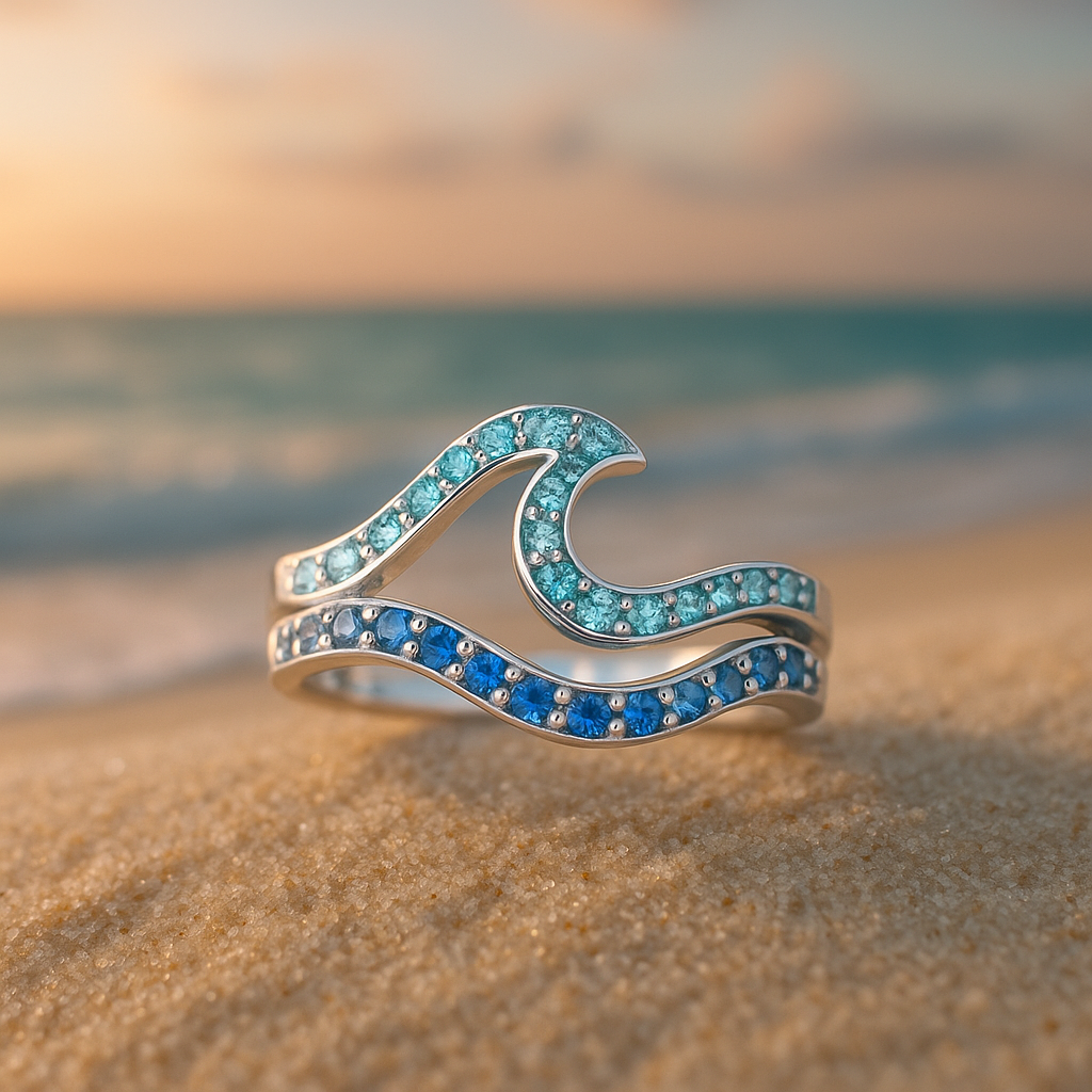 Daphnie – Ring Welle in Leuchtendem Opal