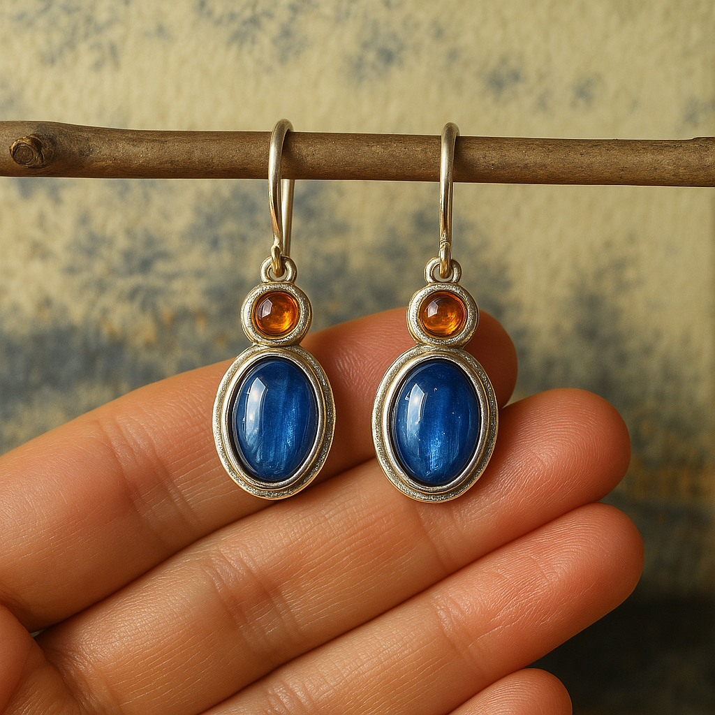 Gwen – Vintage-Ohrringe mit blauen Kristallen