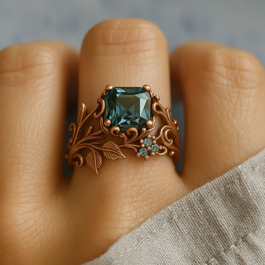 Esmerelle – Ring Grüner Kristall mit Natürlichem Charme
