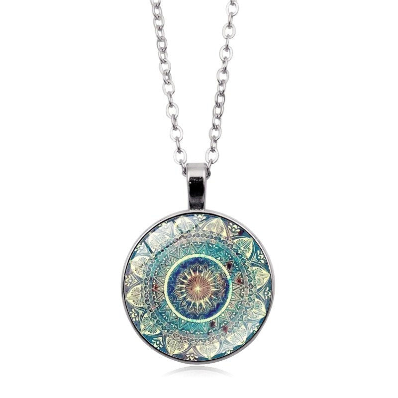 Florine – Vintage Mandala Runde Blaue Halskette