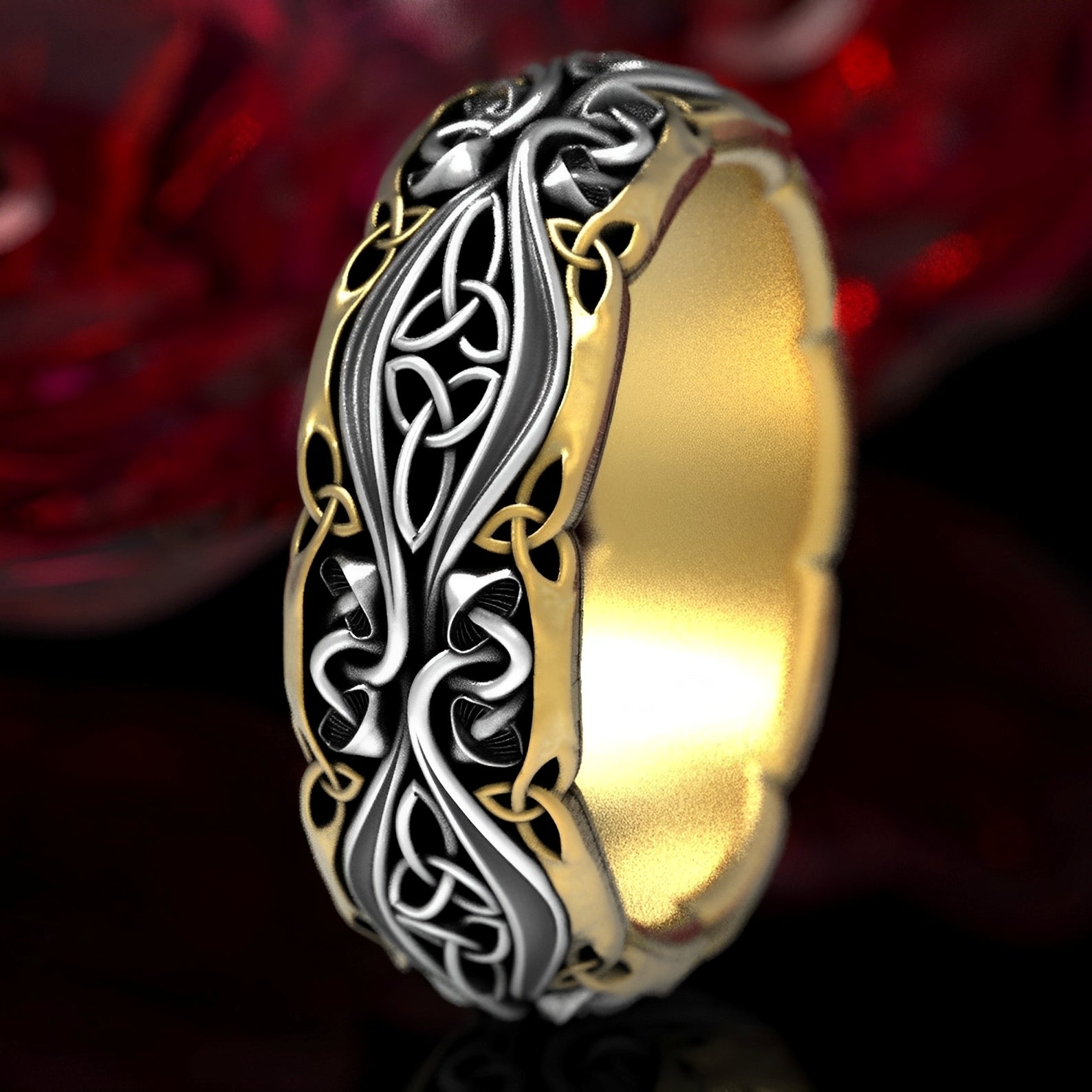 Evelyn – Vintage-Ring für Paare in Gold und Silber