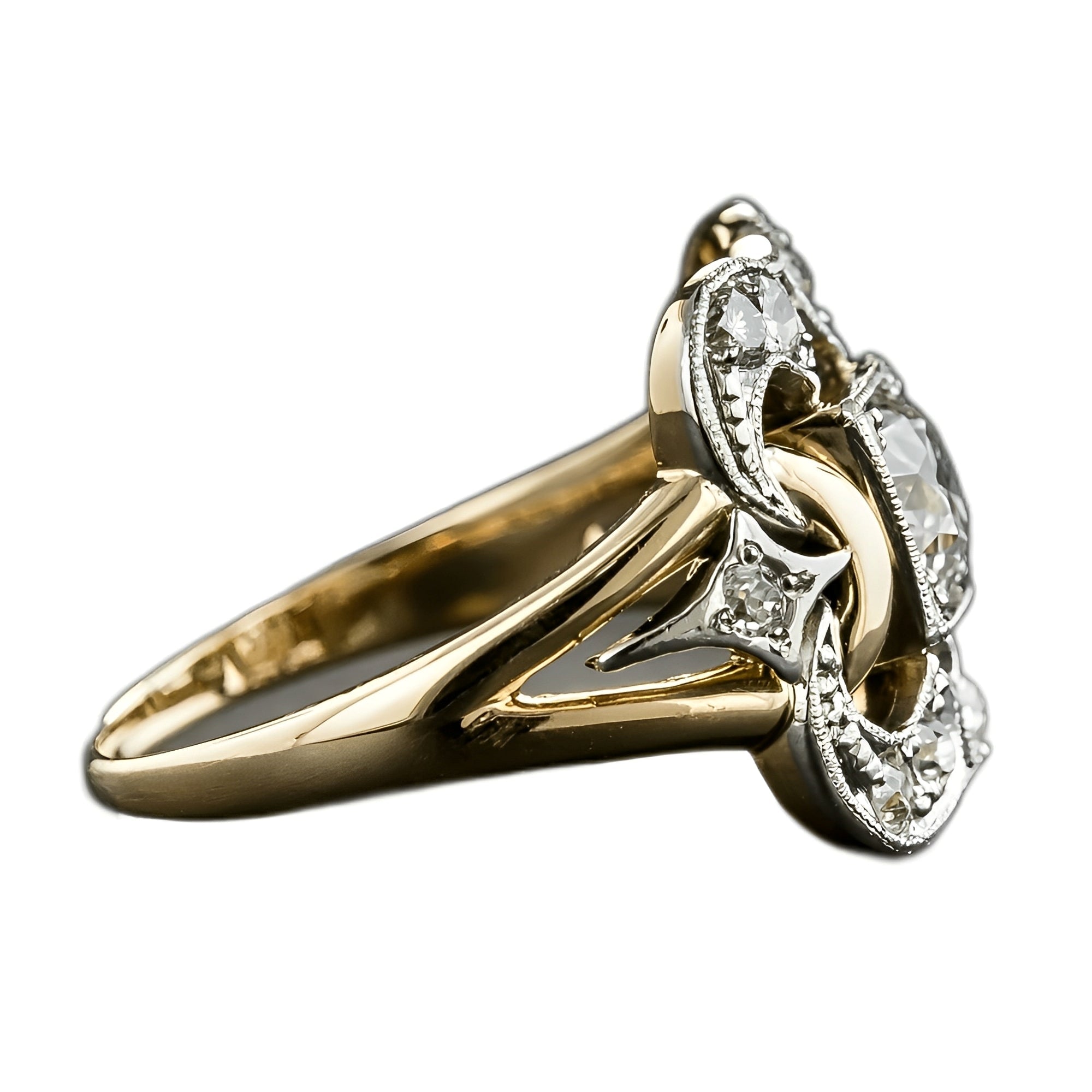 Alina – Goldener Vintage-Ring mit Heller Zirkonia