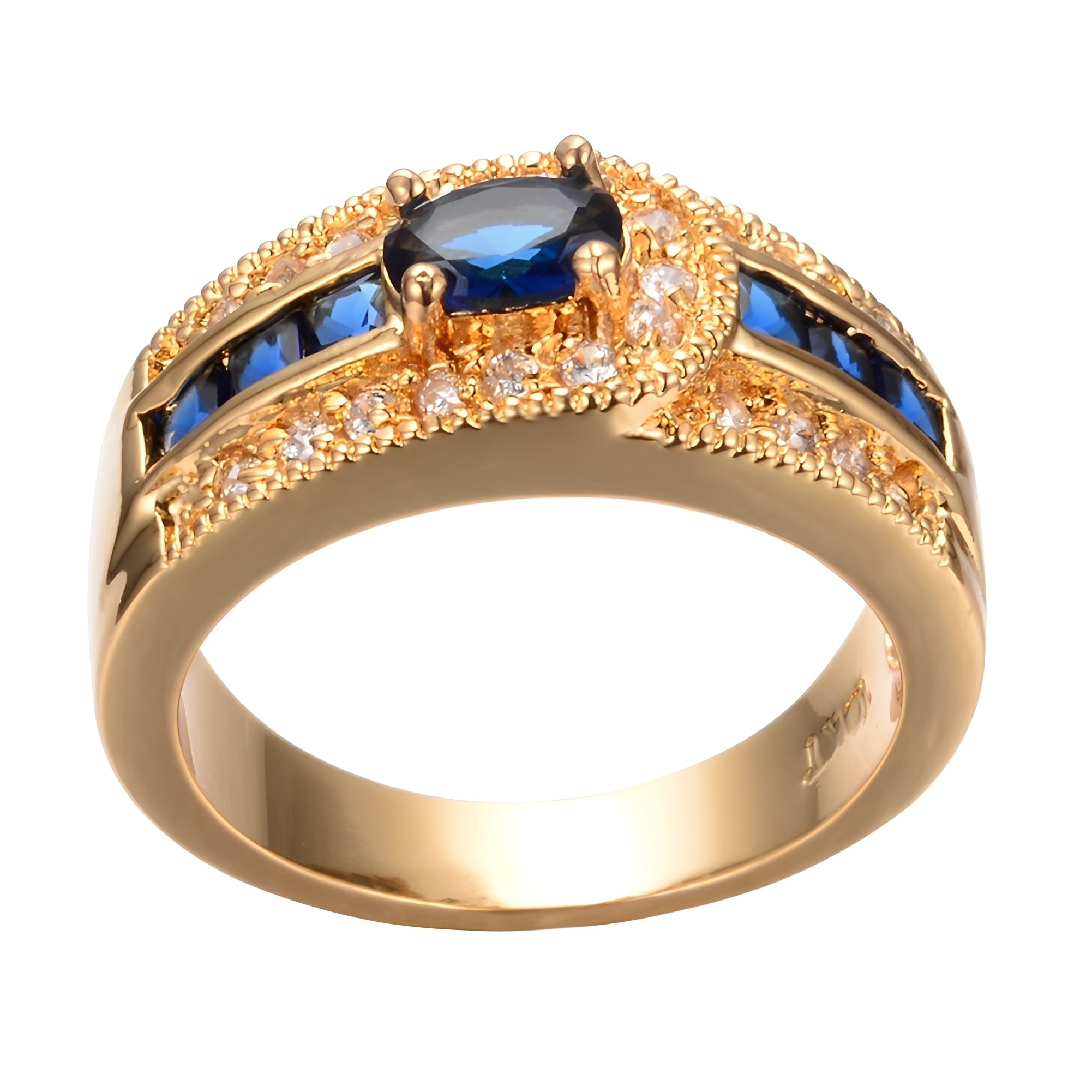 Marina – Ring Gold mit Leuchtend Blauem Stein