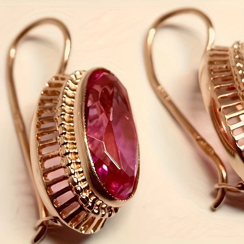 Roxane – Ohrringe Vintage Roter Kristall in Roségold