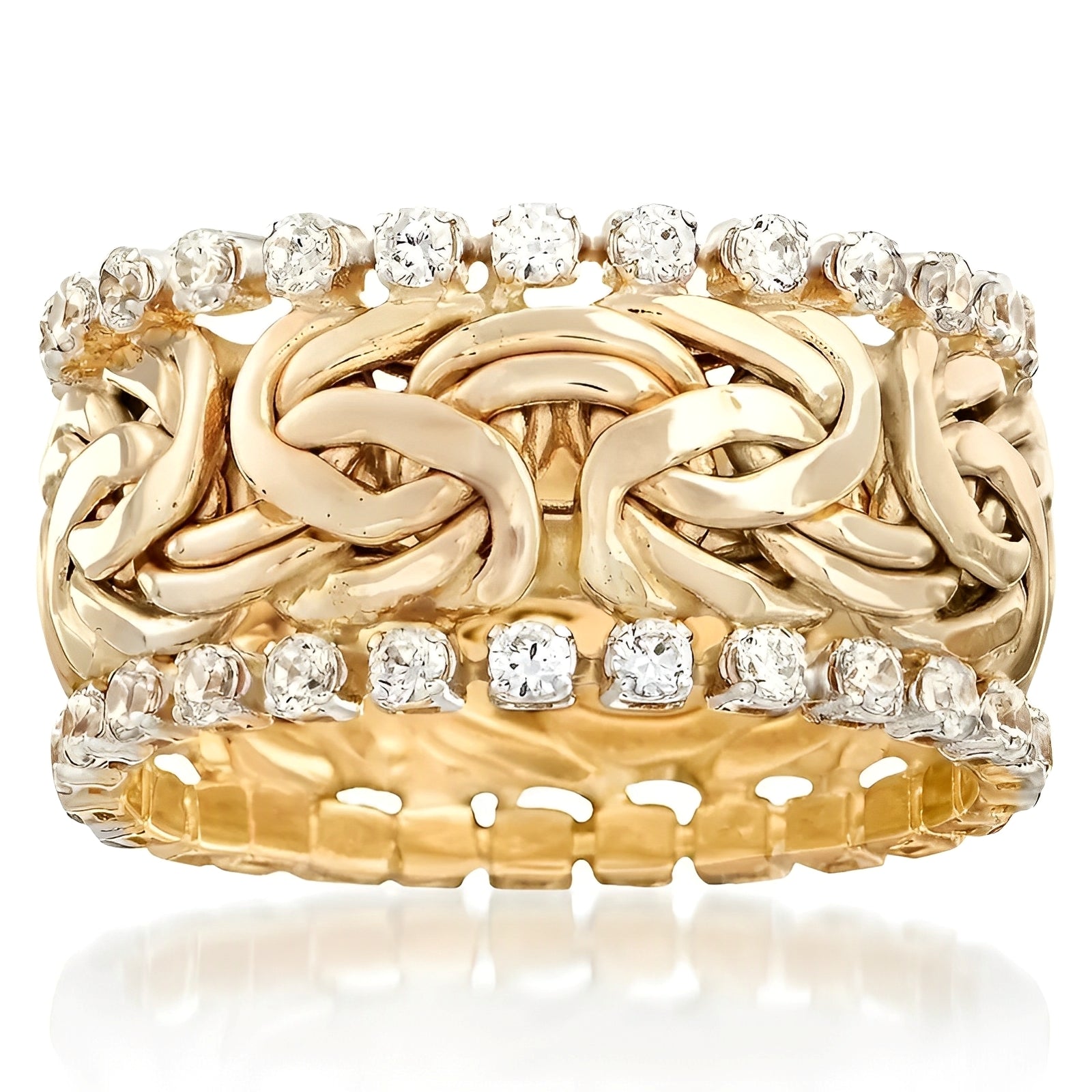Ivy – Geflochtener Vintage-Ring in Gold mit Zirkonia