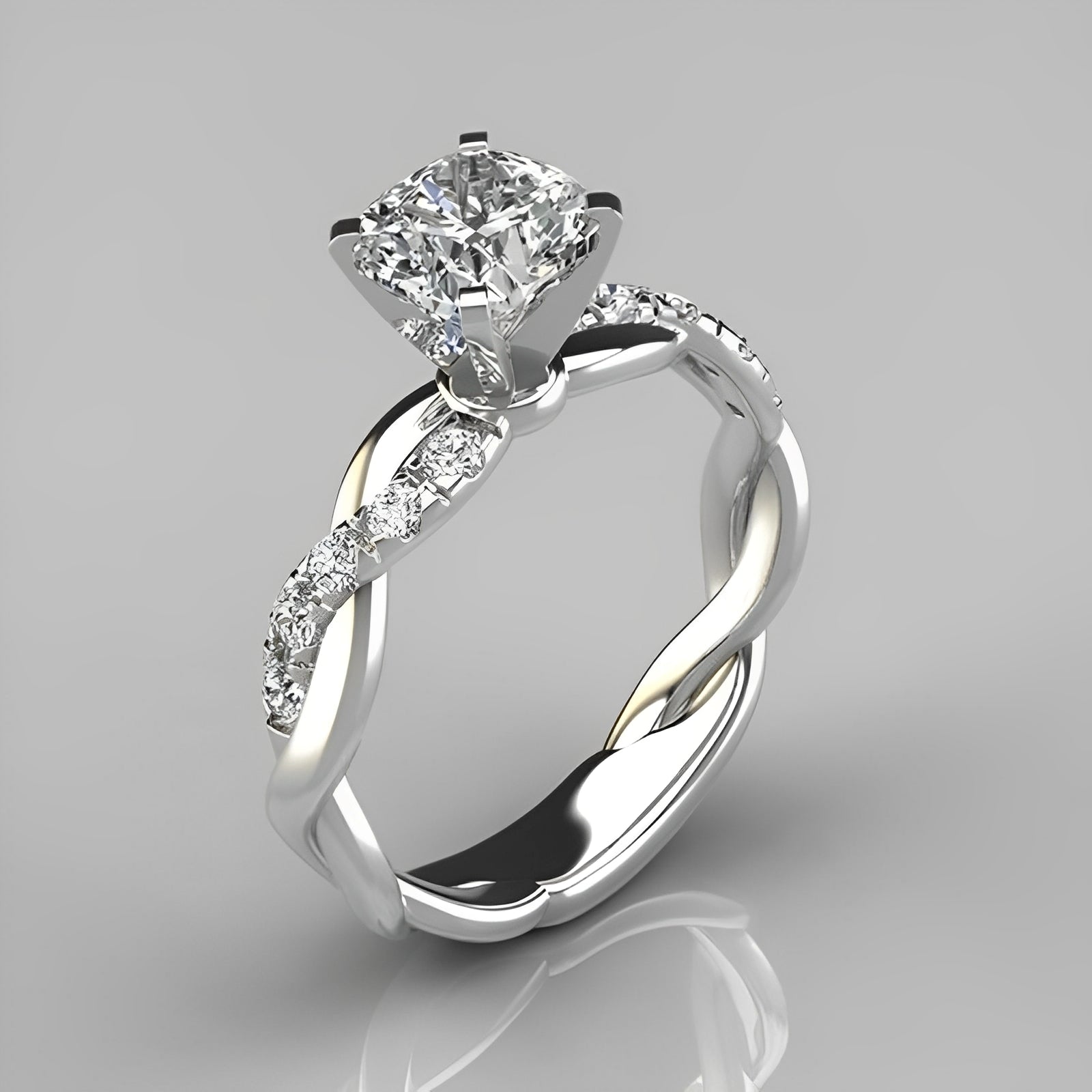 Zayna – Vintage Geflochtener Ring mit Heller Zirkonia
